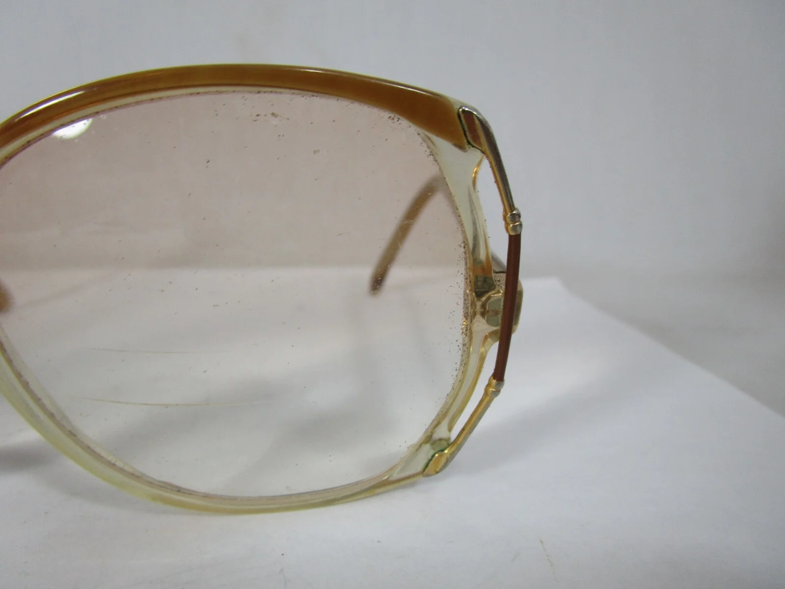 1970s Large Plastic Frame Glasses Trifocal Gold Metal Trim 4