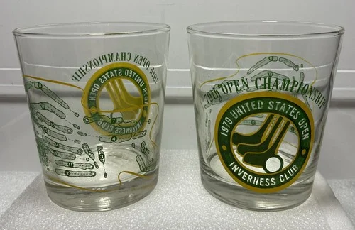 1979 Souvenir Drinking Glass US Golf Open Toledo Inverness Toledo Hale Irwin