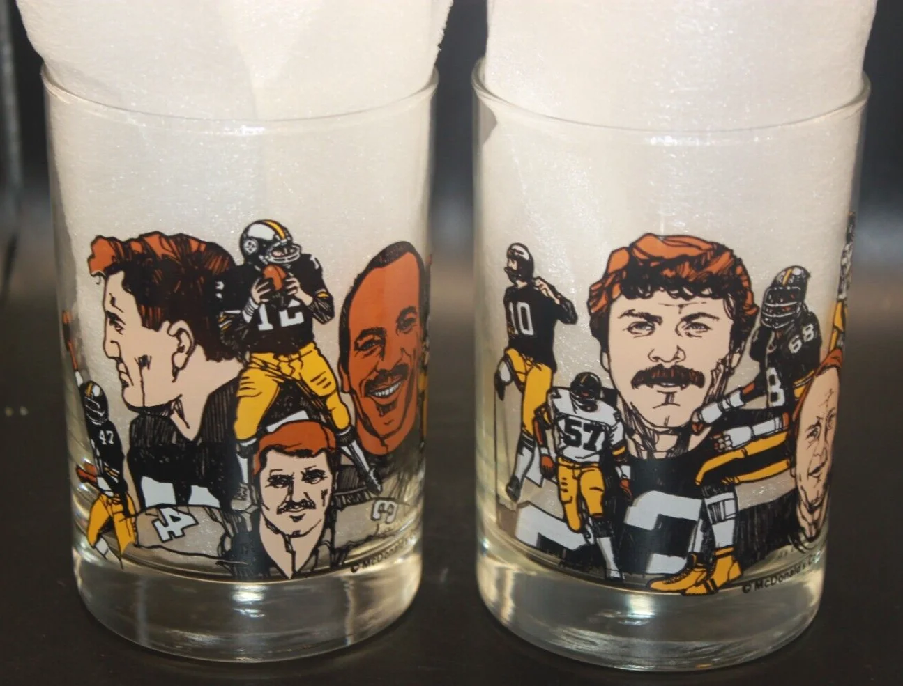 1982 McDonald’s Pittsburgh Steelers 50 Seasons Glasses SEt+ Terrible Towel