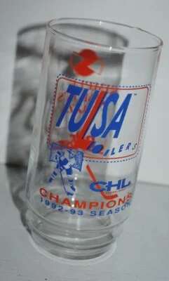 1992-93 Tulsa Oilers, CHL hockey championship glass, 6