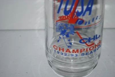 1992-93 Tulsa Oilers, CHL hockey championship glass, 6 2