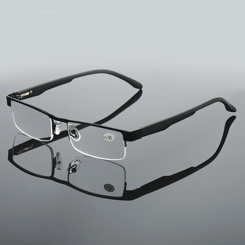 1PK Men Half Metal Frame Reading Glasses Blue Light Readers for Small Head Face 4