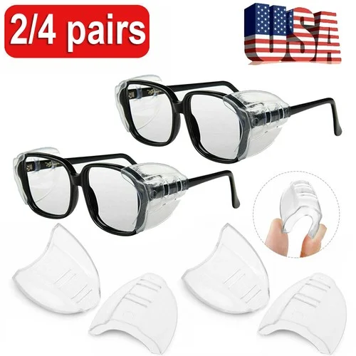 2-4 Pair Side Shields for Eye Glasses Slip On Safety Eyeglasses Shield Universal