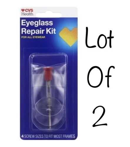 2- CVS Eyeglass Repair Kit For All Eyewear ~ 4 Screw Sizes .. Fit Most ( Lot 2 )