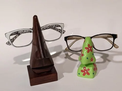 2 Eyeglass Spectacle Holder Nose Shaped Display Stand Wooden & Painted Mod 🌺