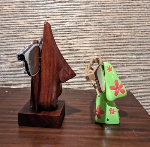 2 Eyeglass Spectacle Holder Nose Shaped Display Stand Wooden & Painted Mod 🌺 4