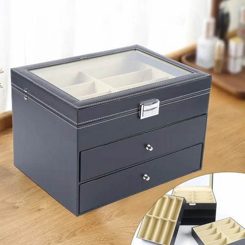 2 Layer Eyeglass Display Case Glasses Storage Sunglass Organizer Box 12Bits Gift 4