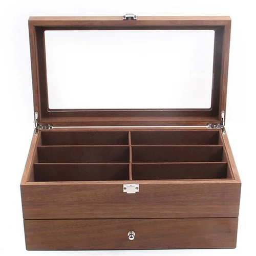 2 Layers Eyeglass Storage Display Case 12-Grids Sunglass Box Glasses Organizer 3