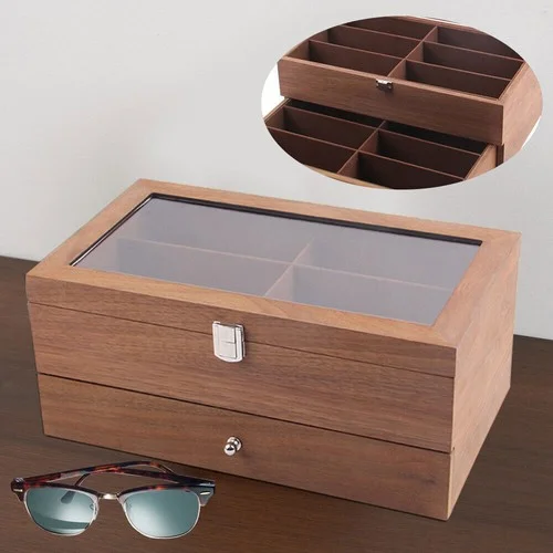 2 Layers Eyeglass Storage Display Case 12-Grids Sunglass Box Glasses Organizer 4