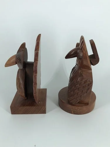 2 Matr Boomie Hoodwink Owl & Peacock Wooden Carved Eye Glass Holder 4