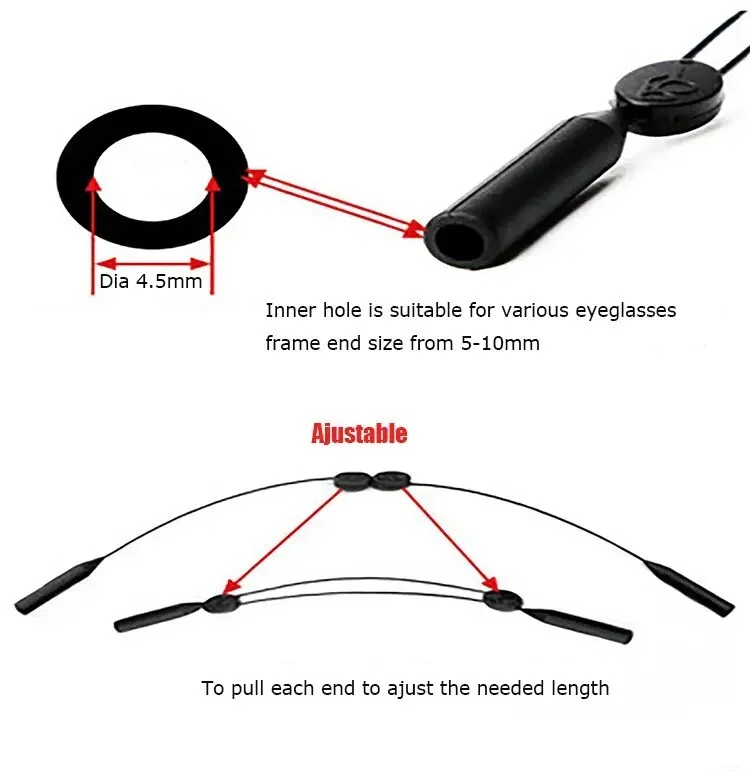 2-Pack Sunglasses Eyeglasses Neck Strap Lanyard Cord Rope Adjustable 4