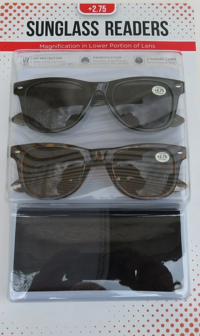 2 Pack Unisex Sunglass Readers Invisible Bifocal Reading Sunglasses +2.75