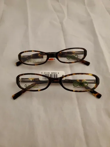 2 Pair eco IRIS Modified Oval Full Rim Eyeglass Frames 50-17-130 DARK TORTOISE