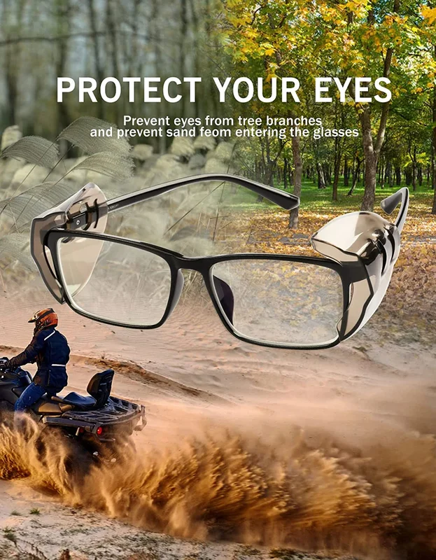 2 Pairs Eye Glasses Side Shields, Flexible Slip on Side Shields for Prescripti 2