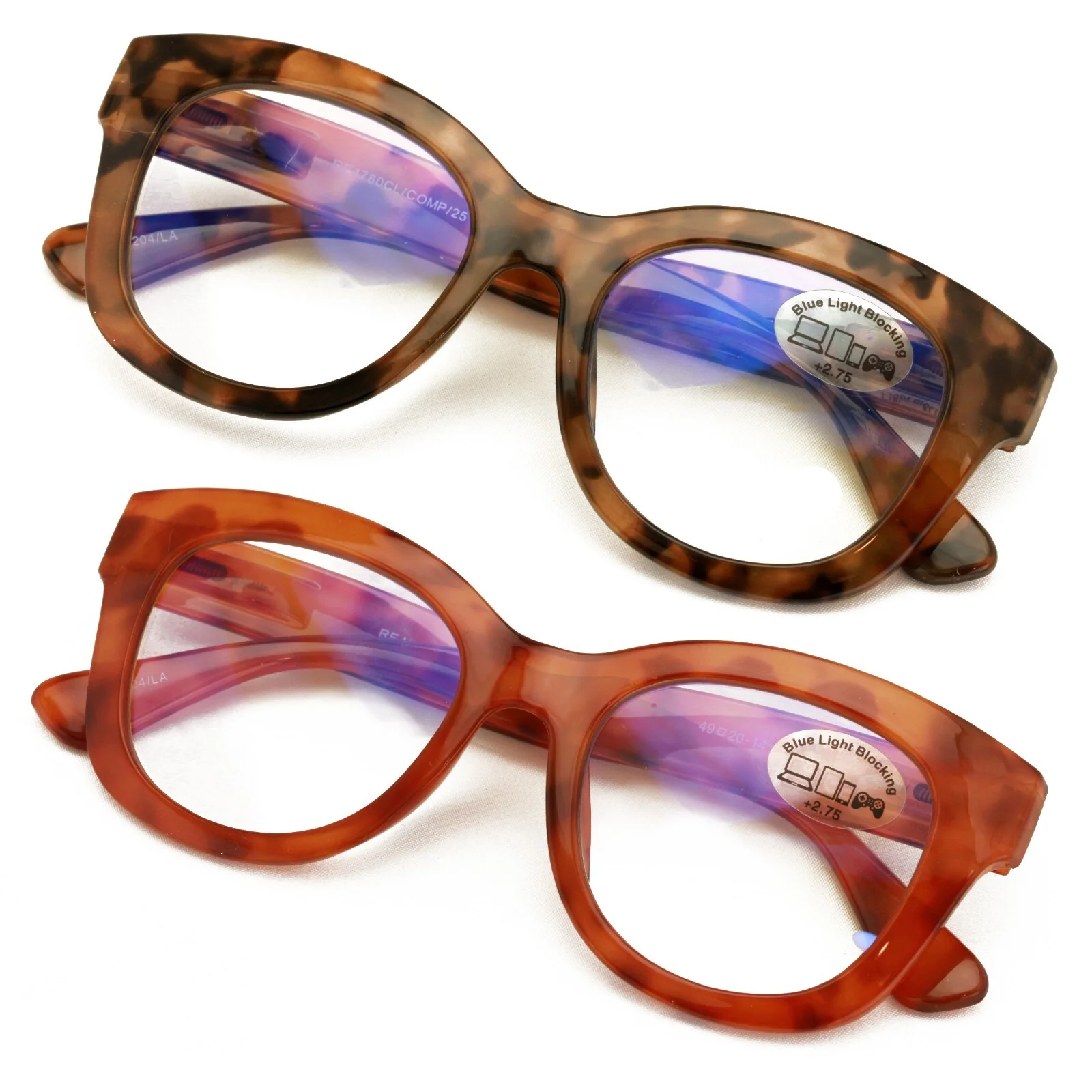 2 Pairs Glasses Blue Light Blocking, UV Computer Readers Reading Bold Eye Clear 3