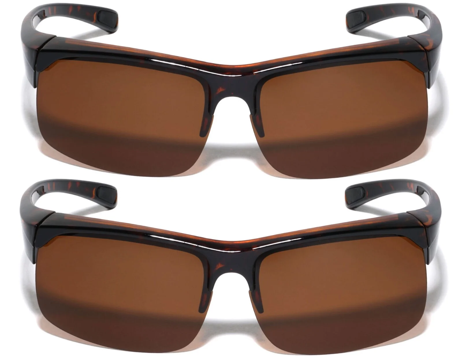 2 Pairs Men Fitover Half Rim Polarized Sunglasses - Mirror Fit-Over Eyeglasses 2