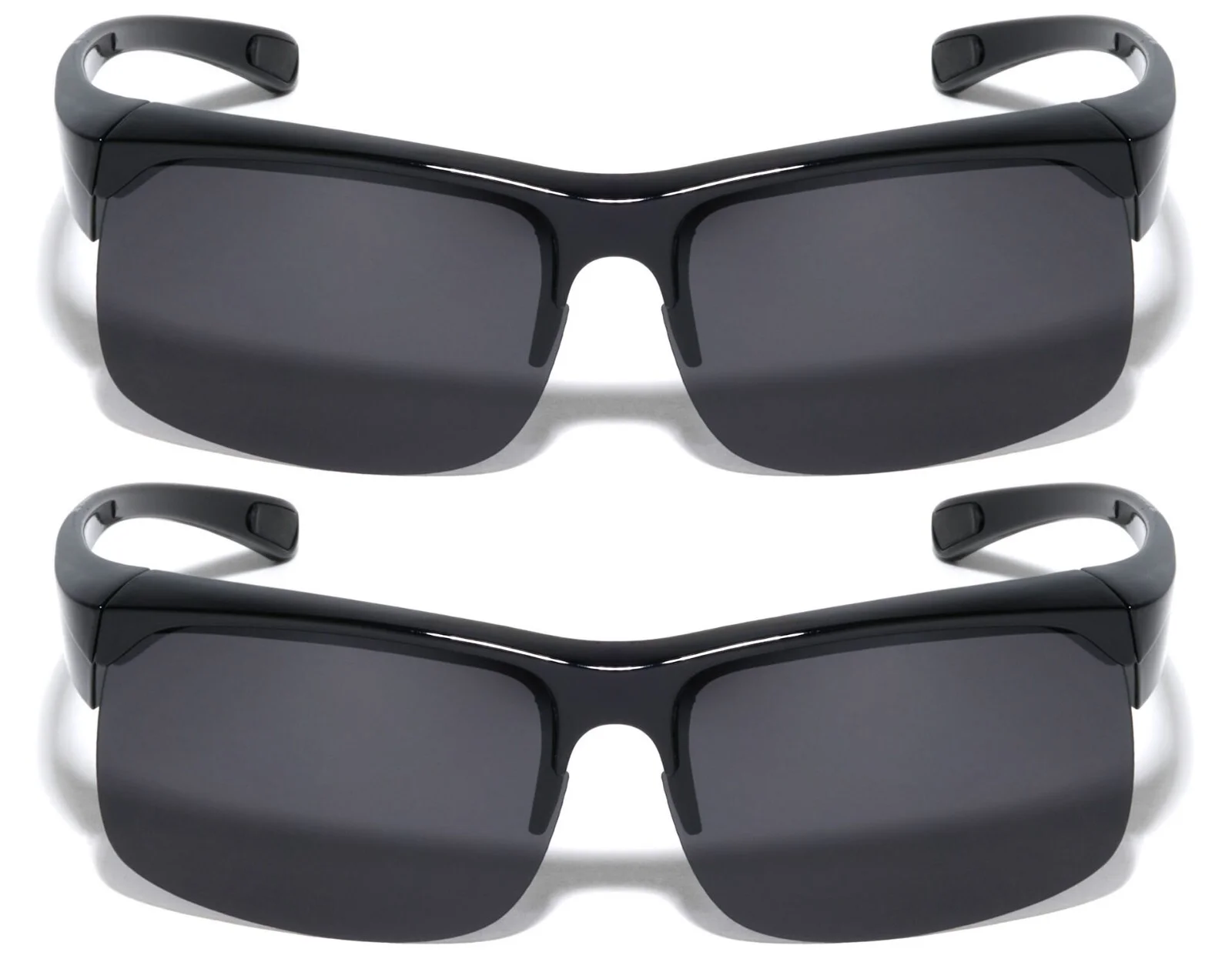 2 Pairs Men Fitover Half Rim Polarized Sunglasses - Mirror Fit-Over Eyeglasses 4