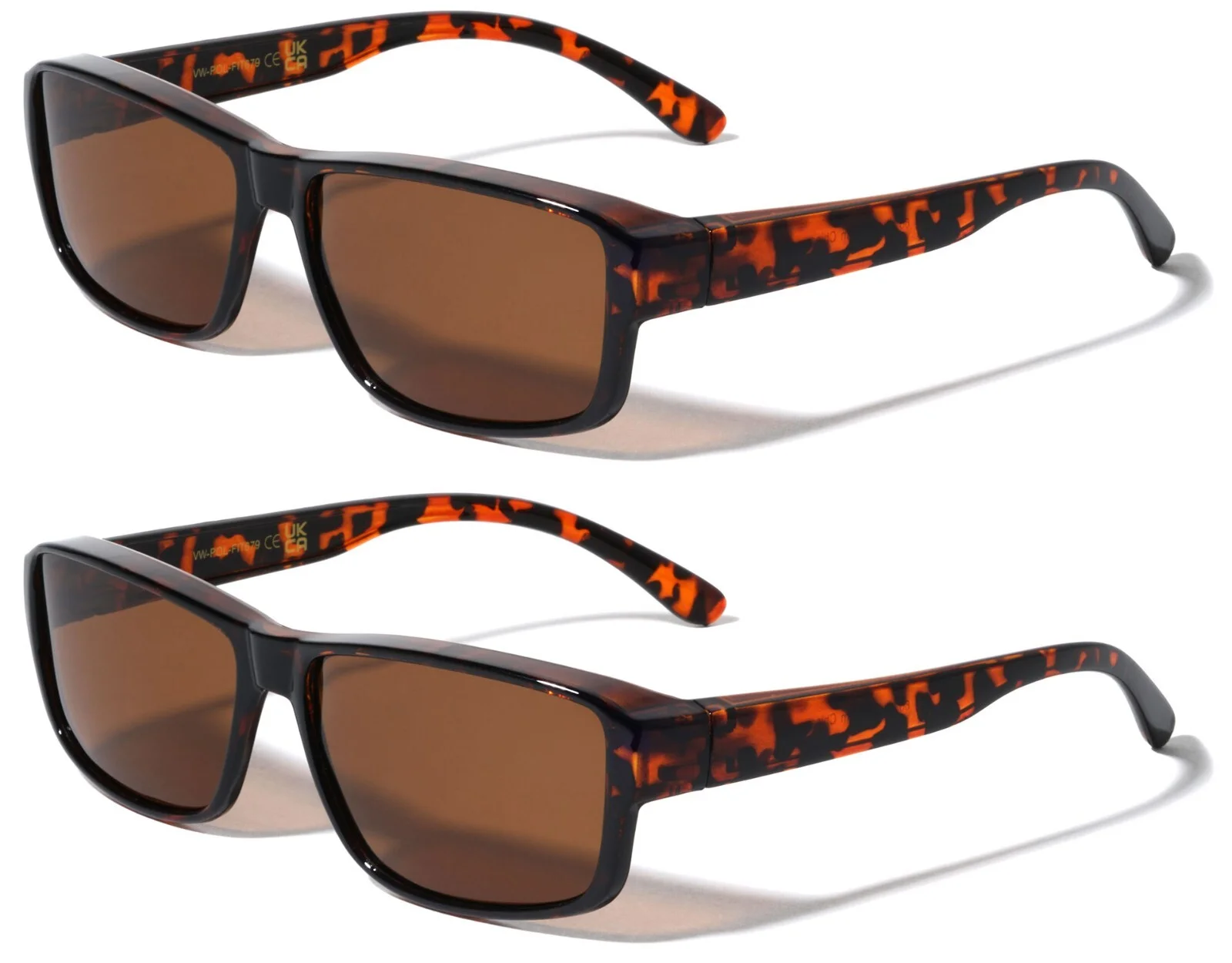 2 Pairs of Rectangular Polarized Fit Over Sunglasses Wear Over Eyeglasses Unisex 2