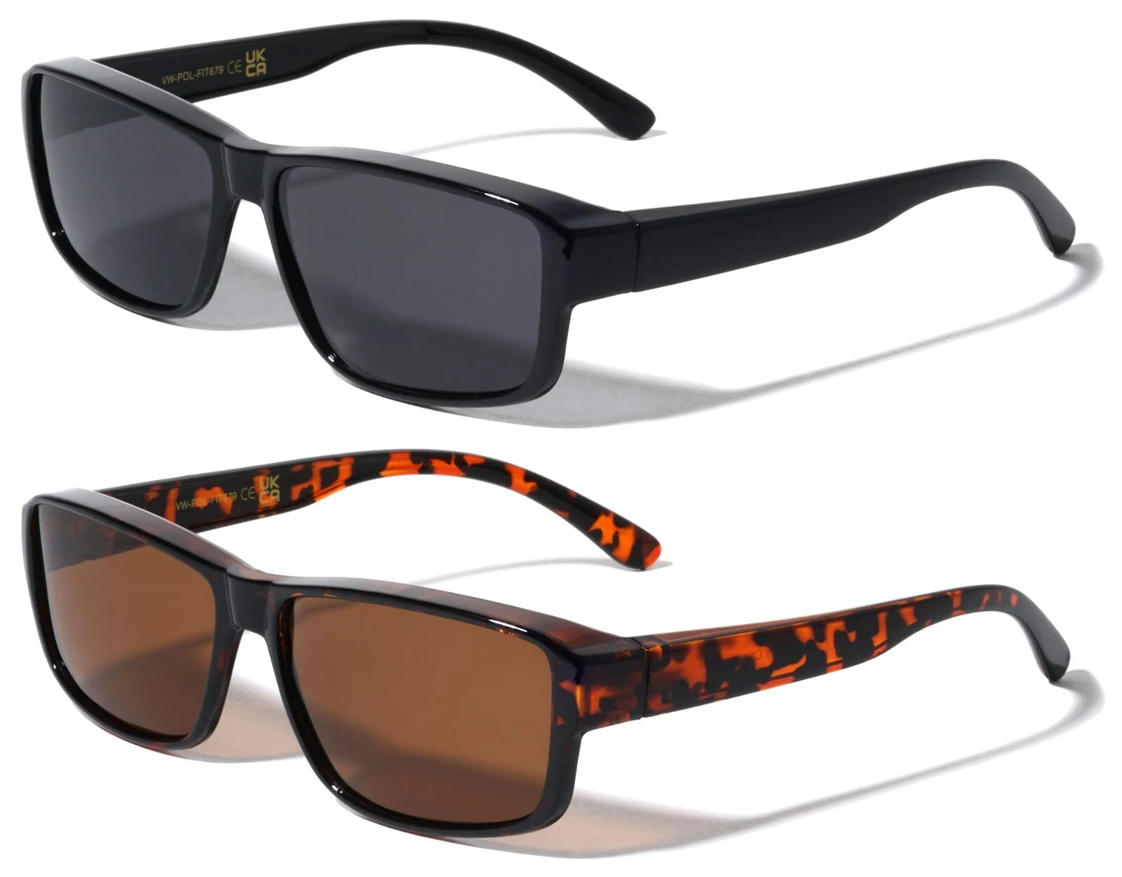2 Pairs of Rectangular Polarized Fit Over Sunglasses Wear Over Eyeglasses Unisex 4