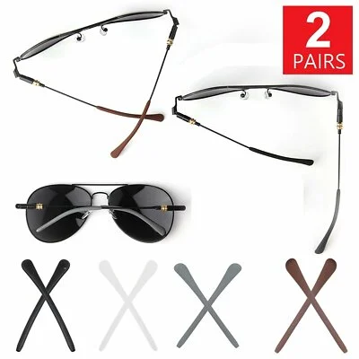 2 Pairs Silicone Temple End Tip Repairs for Eyeglasses Sunglasses Replacement