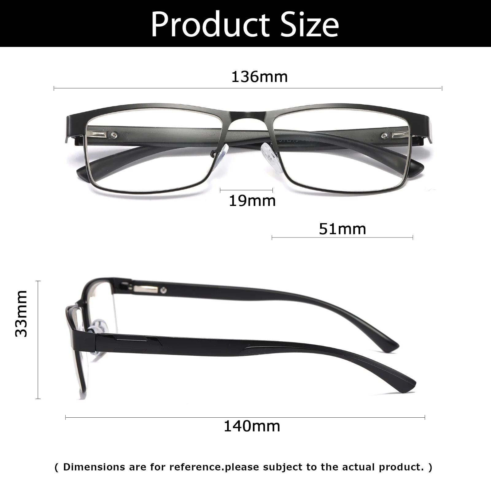 2 PK Mens Rectangular Blue Light Blocking Reading Glasses Spring Hinge Readers 3