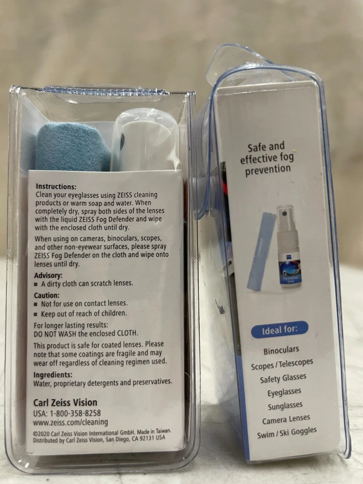 2 Pk. ZEISS Fog Defender System, Anti-Fog Solution Kit for Eye Glasses NEW 4