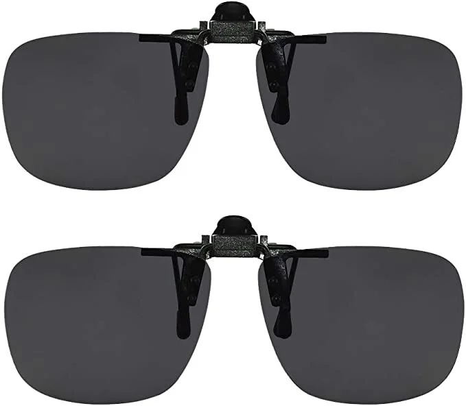 2 Polarized Sunglasses Clip On Flip Up Fit Over Prescription Glasses Eyeglasses 1