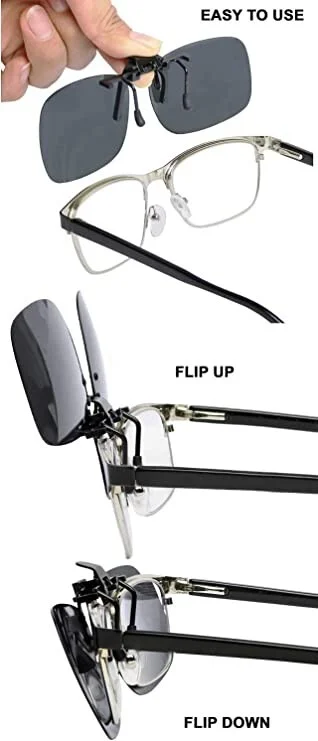 2 Polarized Sunglasses Clip On Flip Up Fit Over Prescription Glasses Eyeglasses 3