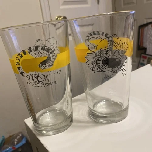 2 Vintage Missouri Tigers Glasses Truman Mizzou John Darkow Columbia Tribune 4