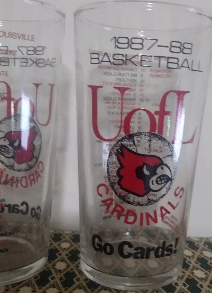 2 X Vintage 1987 1988 University of Louisville Cardinals Basketball GLASSES