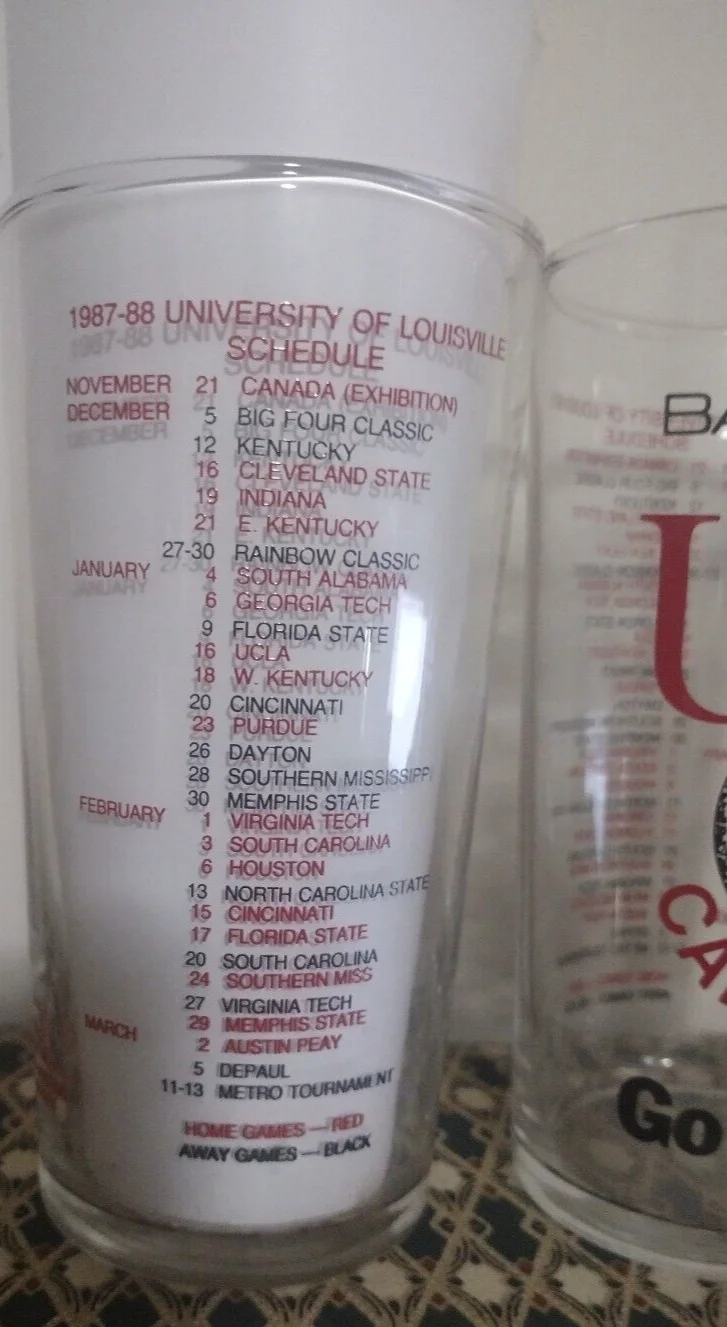 2 X Vintage 1987 1988 University of Louisville Cardinals Basketball GLASSES 3