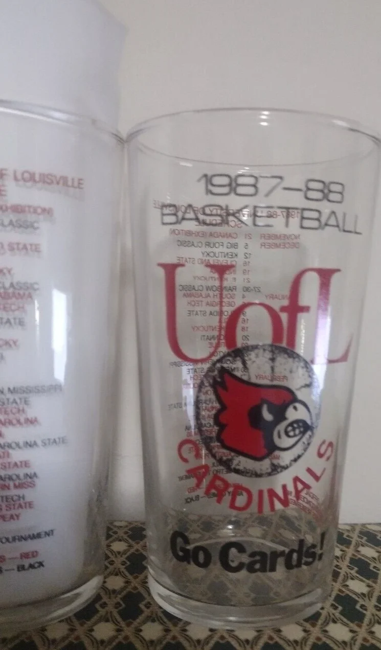 2 X Vintage 1987 1988 University of Louisville Cardinals Basketball GLASSES 4