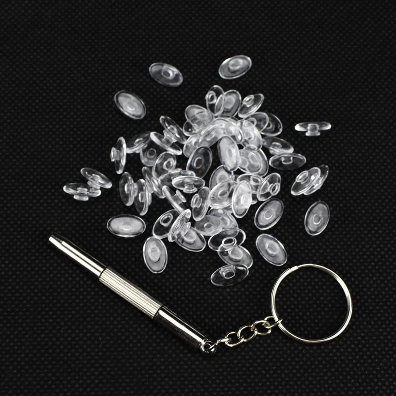 20 Pairs Nose Pads Oval Shape Eyeglass Silicone 12Mm Slide on for Rimless Frames