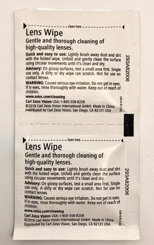 20 ZEISS Lens Wipes Cleaning Wipes Eye Glasses Computer Camera Optical Cleaner 3