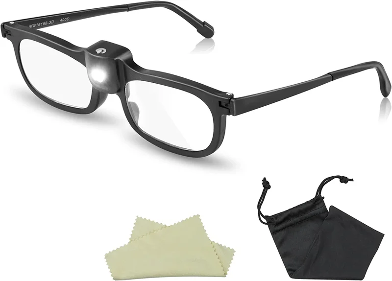 200% Magnifying Glasses with Light,Led Lighted Magnification Eyeglasses, Bright