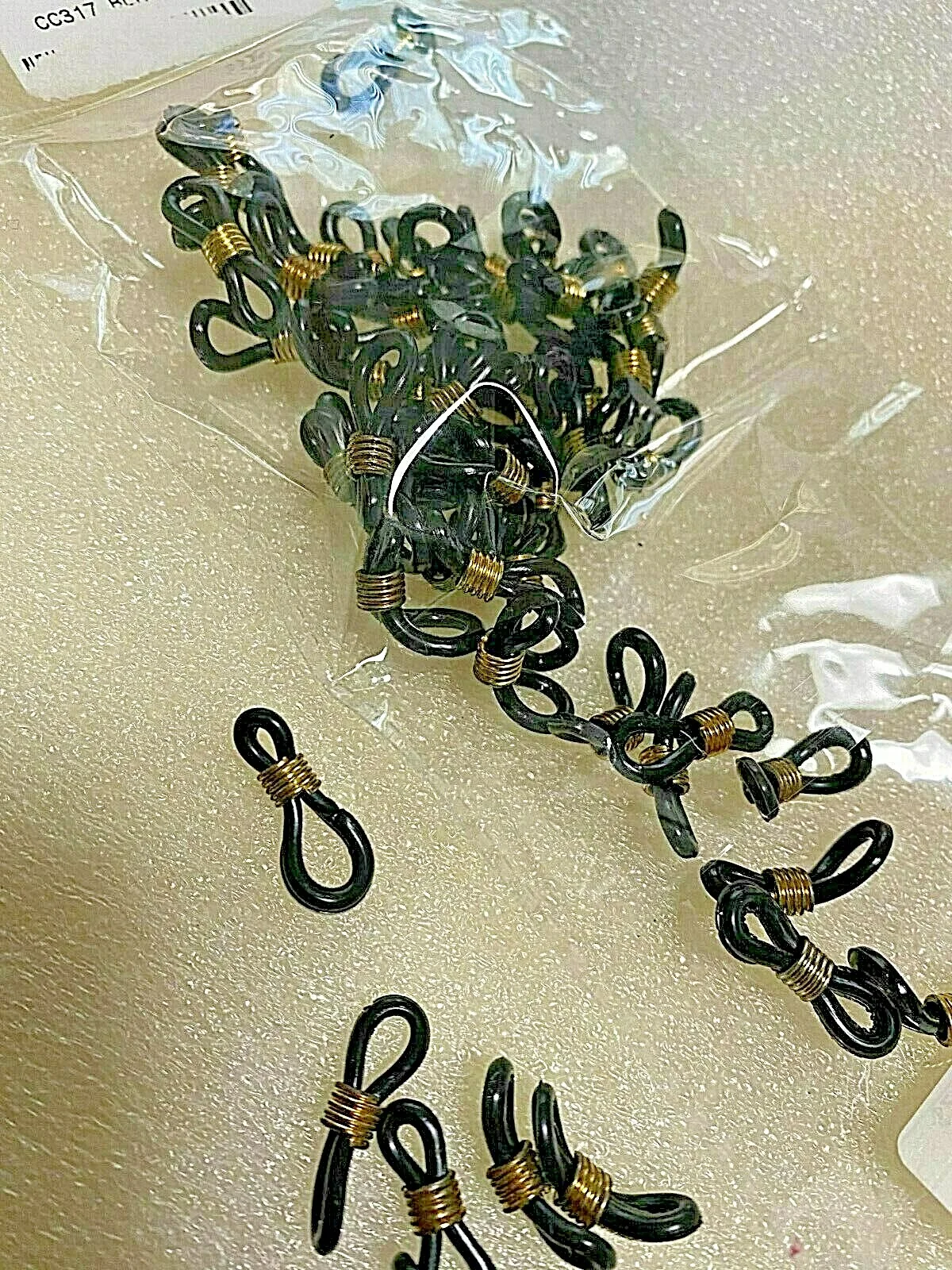 200 pcs Black Chain Strap Holders Rubber Loop Ends Eye Glasses Spectacle B83 4