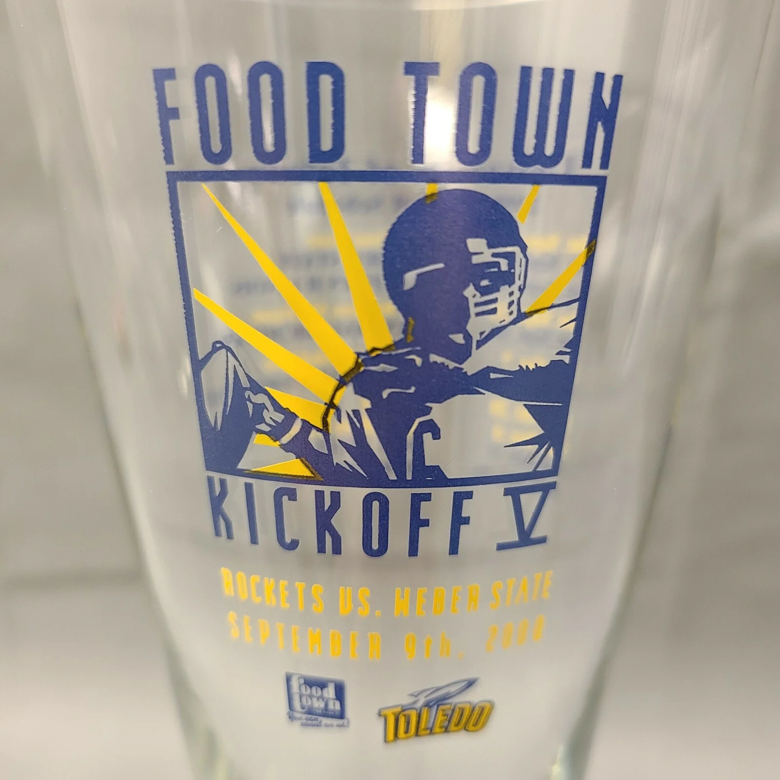 2000 Toledo Rockets football Food Town Kickoff Rockets v. Weber St Pilsner Glass 2