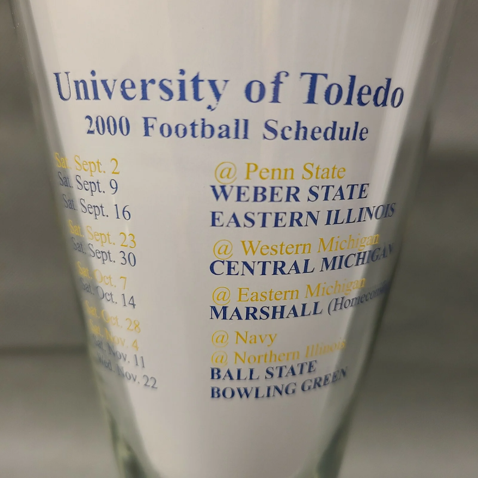 2000 Toledo Rockets football Food Town Kickoff Rockets v. Weber St Pilsner Glass 4