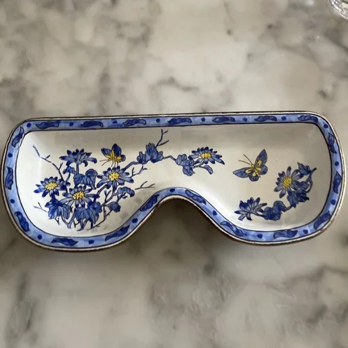 2002 KELVIN CHEN Enamel Copper Hand painted Eyeglass Tray Dish Holder