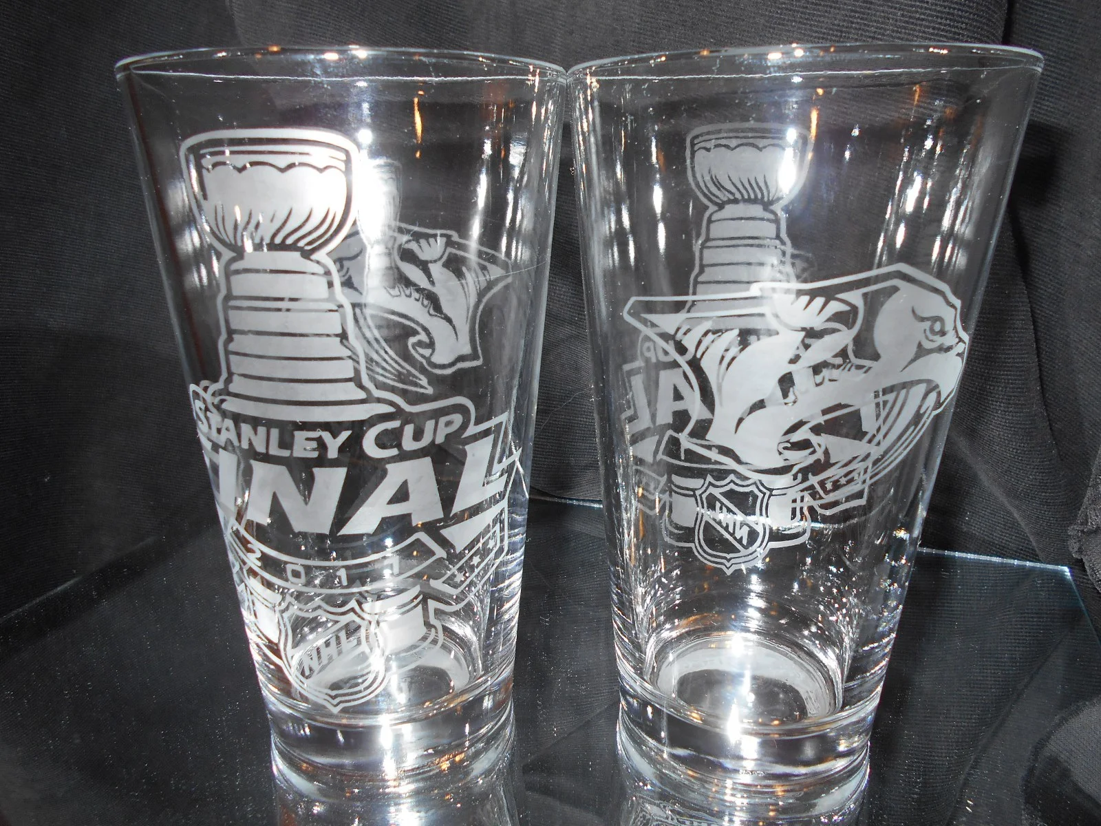2017 STANLEY CUP NASHVILLE PREDATORS CONTENDER ETCHED 16 oz PINT GLASSES NEW 2
