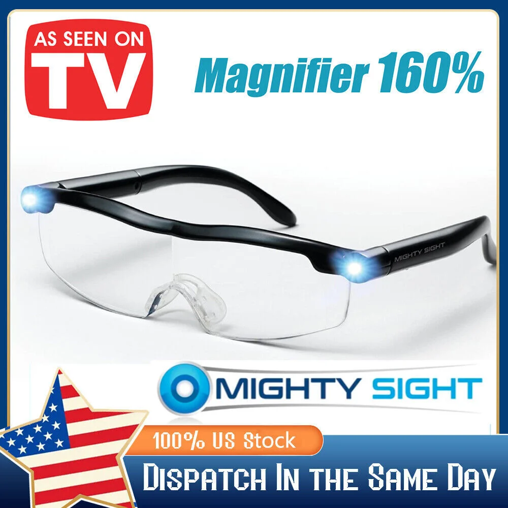 2022 NEW MIGHTY SIGHT LED Magnifying EYEWEAR Battery Glasses Magnifier 160%