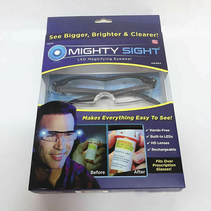 2023 NEW MIGHTY SIGHT LED Magnifying EYEWEAR Battery Glasses Magnifier 160% US 3