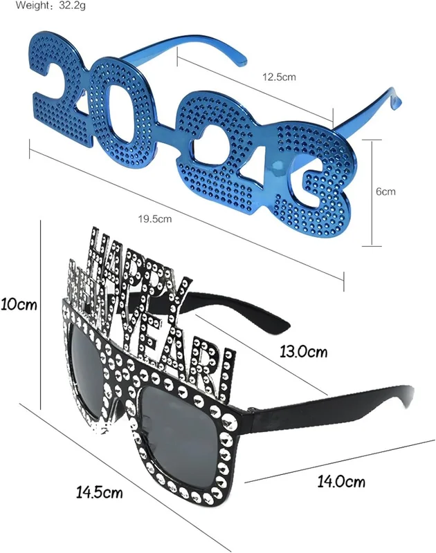 2023 New Year Glasses Frames Happy New Year Glitter Eyeglasses for 2024 Party Ne 3