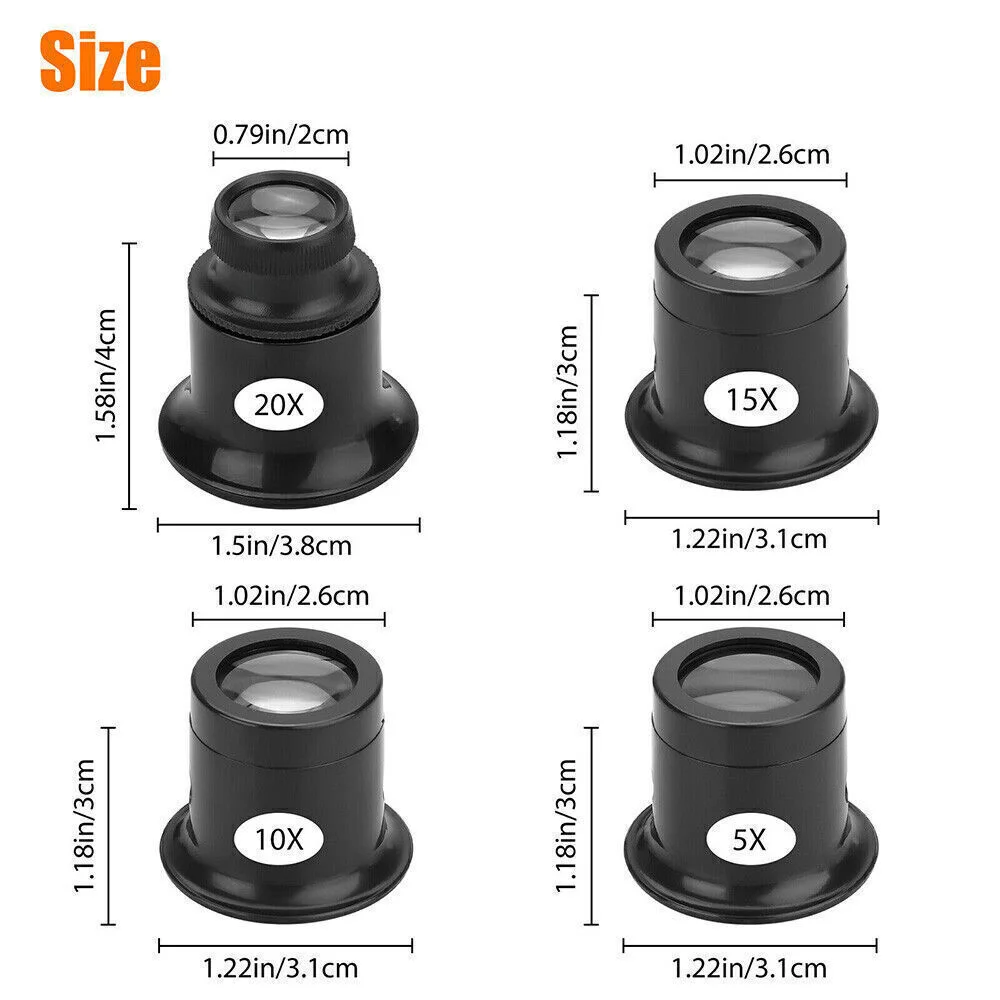 20X Magnifying Loupe Jewelry Eye Glass Magnifier LED Light Jewelers Loop Pocket 2
