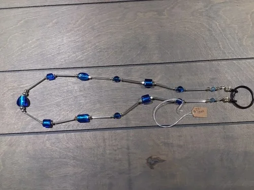 23” Turquoise Glass &Crystal Handmade Eyeglass Chain One-of-a-kind 3