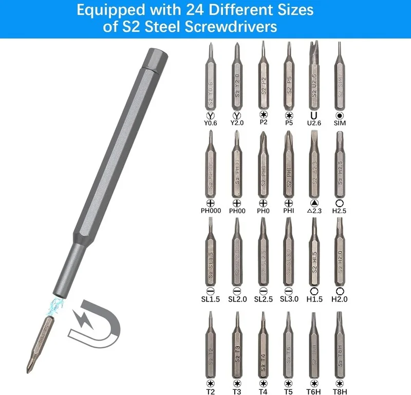 24 in 1 Small Screwdriver Magnetic Set for Electronics Eyeglasses Watches Repair 2