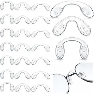 24 Pieces U Shaped Eyeglasses Nose Pads Screw in Glasses Strap Saddle Bridge Sil