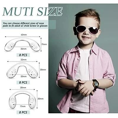 24 Pieces U Shaped Eyeglasses Nose Pads Screw in Glasses Strap Saddle Bridge Sil 3