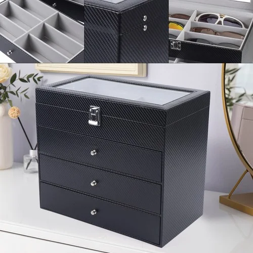 24Slot Sunglasses Glasses Eyeglass Organizer Display Case Storage Box,3/4 layers