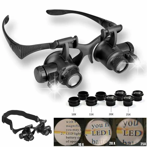 25X Magnifier Magnifying Eye Glass Loupe Jewelry Watch Repair Kit with LED Light 4